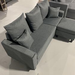 Gray Reversible Mini Sectional Sofa 