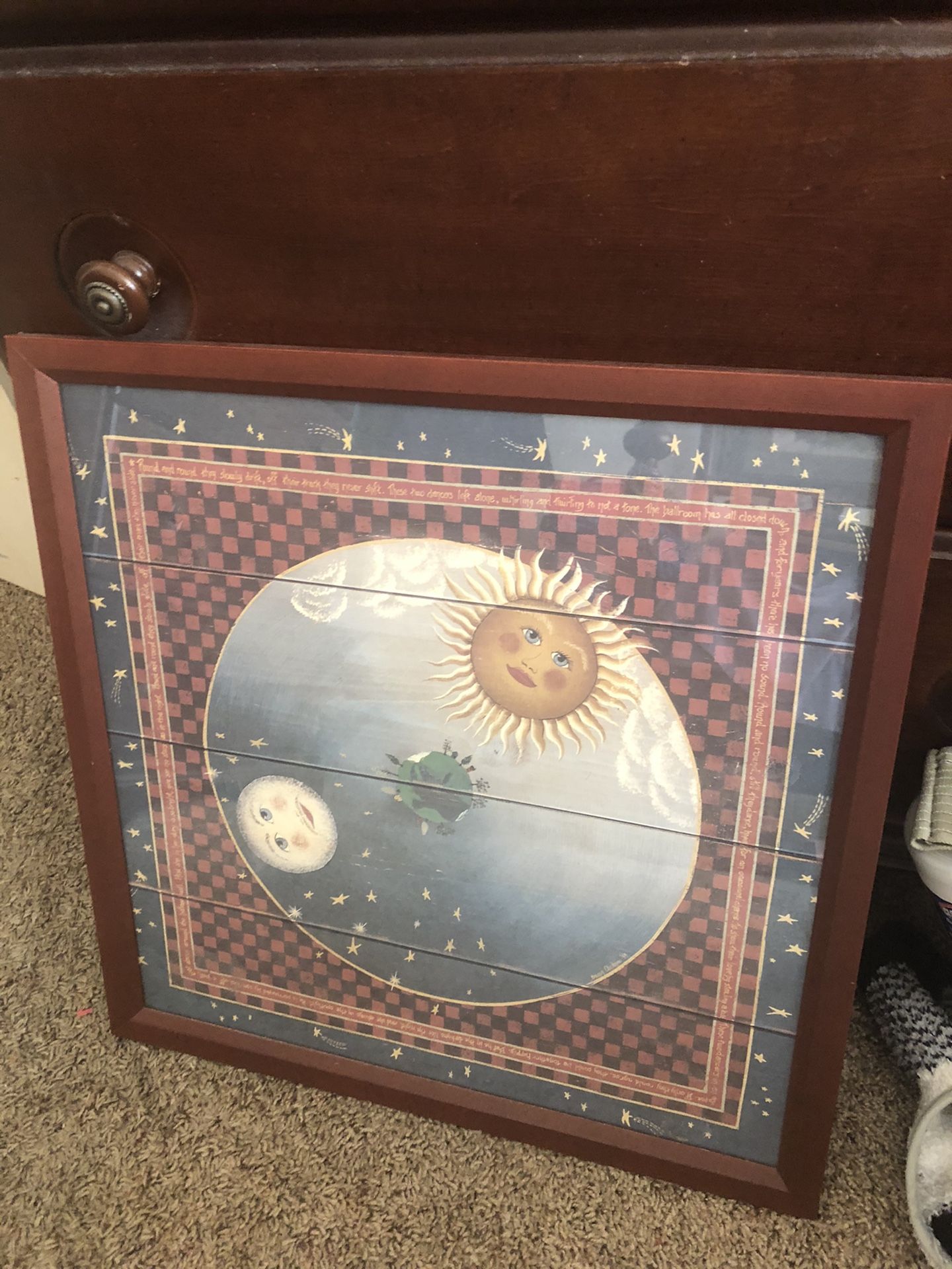 Sun & Moon print size 25”x25” in wood frame
