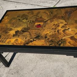 Hand painted Black Lacquer Chinese Tea Table