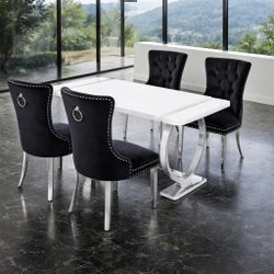 NEW🖤5PC White/Black Dining Set