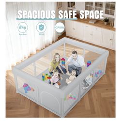 Baby Playpen 74x50 Inch, Play Pens for Babies and Toddlers Baby Fence Play Yards for Indoor & Outdoor with Breathable Mesh Anti-Fall Playpen (74"x50")