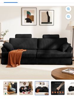 Brand New 87" Cloud Comfy Sofa Couch Corduroy Upholstered Fabric Soft-HOMSHADE