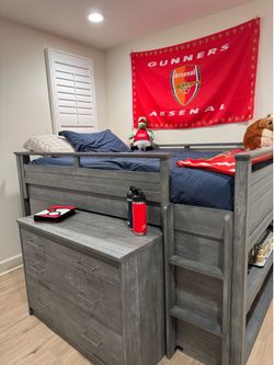 Pottery Barn Teen Study and Sleep Low Loft Bed