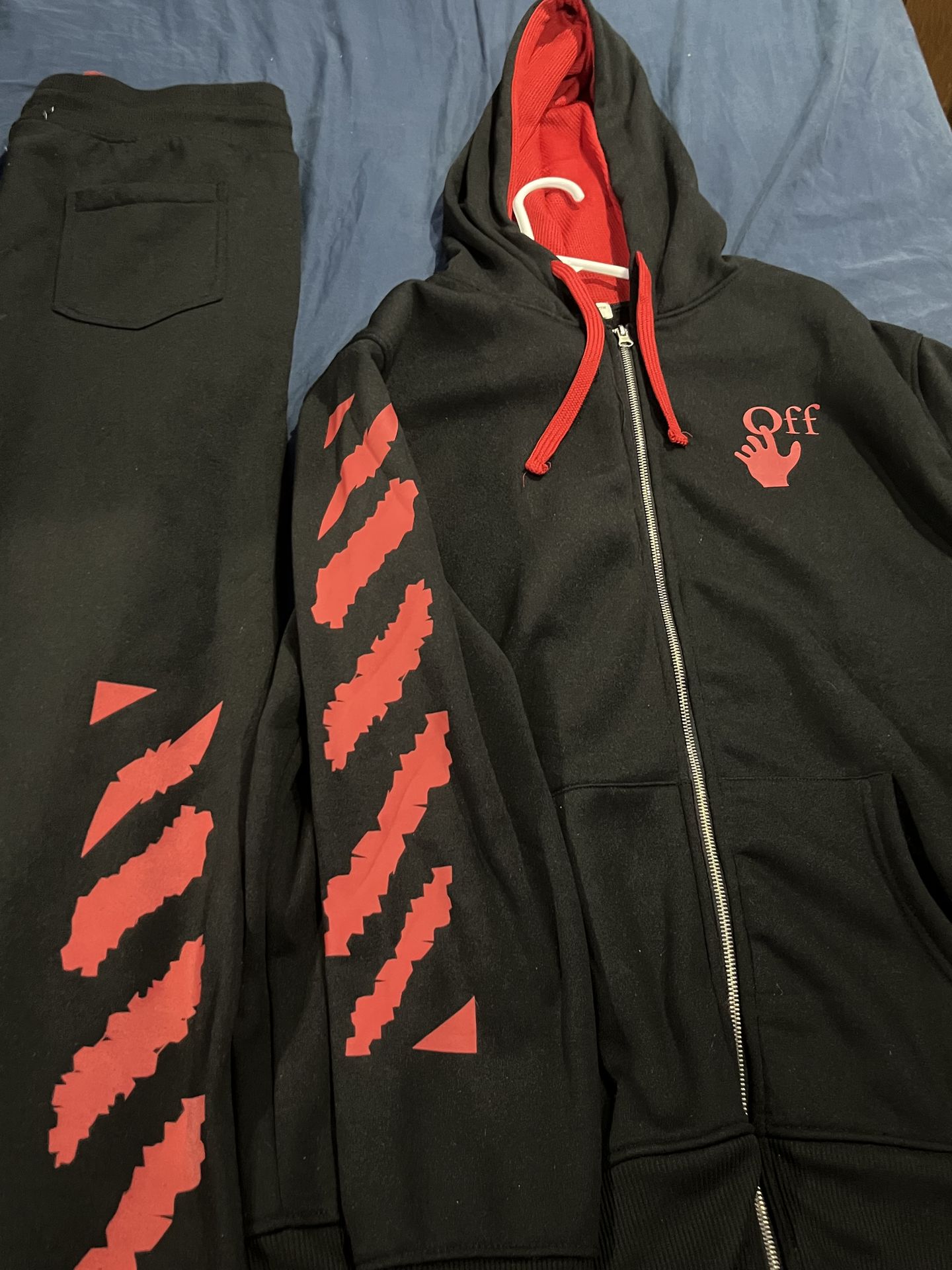 Off white zip up jacket and pants authentic