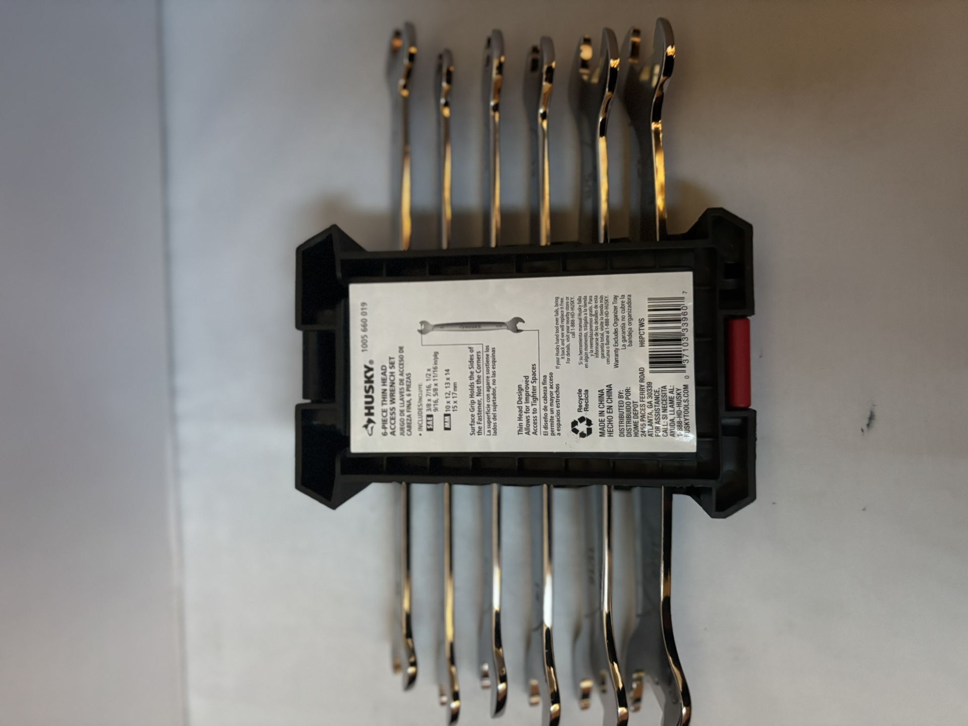 New 6pc Husky Thin Head Access Wrench Set Double Open End - SAE & Metric