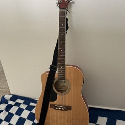 R.W. Jameson Left Handed Acoustic Guitar With Strap And Stand Slightly Used