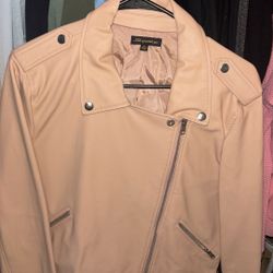 Pink Leather Jacket XL 