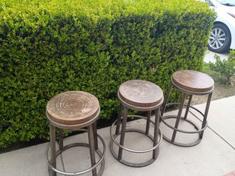 Metal and wood set of tall stood