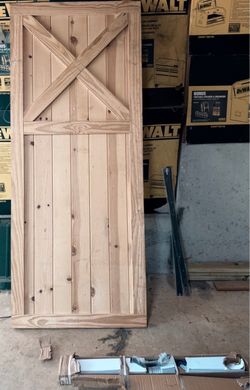 Real wood barn door with accessory