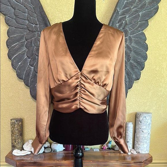 Dynamite Satin-like Bronze crop Top