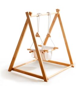 Baby & Toddler Foldable Indoor/Outdoor Wooden Swing Set w/ Stand for ages 6-36 months