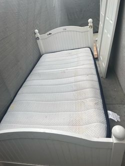 White Twin Bed Frame with Mattress