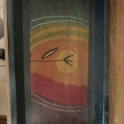 Blue Hand Painted Wood Platter 