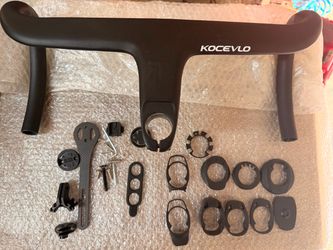 KOCEVLO Full Carbon Fiber Integrated Aero Road Handlebar, Stem Combo, 380mm x 120mm, +Computer Mount