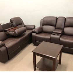 2 PCs Recliner sofa and loveseat Brown or black color
