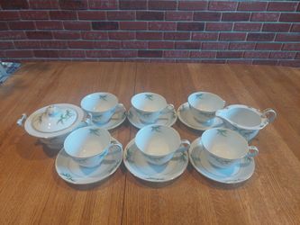Set of vintage Harmony House "Mandarin" Fine China Coffee/Tea Cups and Saucers 14 pieces 