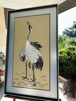 VINTAGE CRANE DESIGN BUNKA EMBROIDERY SPECTACULAR