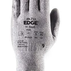 Ansell EDGE 48-711 Polyurethane Cut Resistant Seamless Mechanical Safety Work Gloves for Metal Fabrication, Maintenance, Large (Size 9) Grey (144 Pair