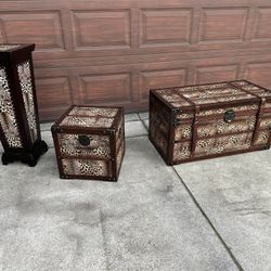Leopard print 2-piece storage set with matching plant stand