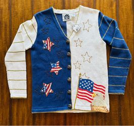 American Flag Vintage Sweater Storybook Knits Eagle Stars