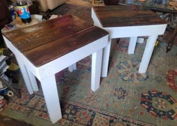 primitive rustic farmhouse end tables
accent tables bedside tables

 GREAT FOR NEW MOTHERS

Different shades of stain available (another example seen 