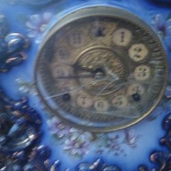 Antique Gilbert  Cobalt Blue Porcelain Mantel Clock