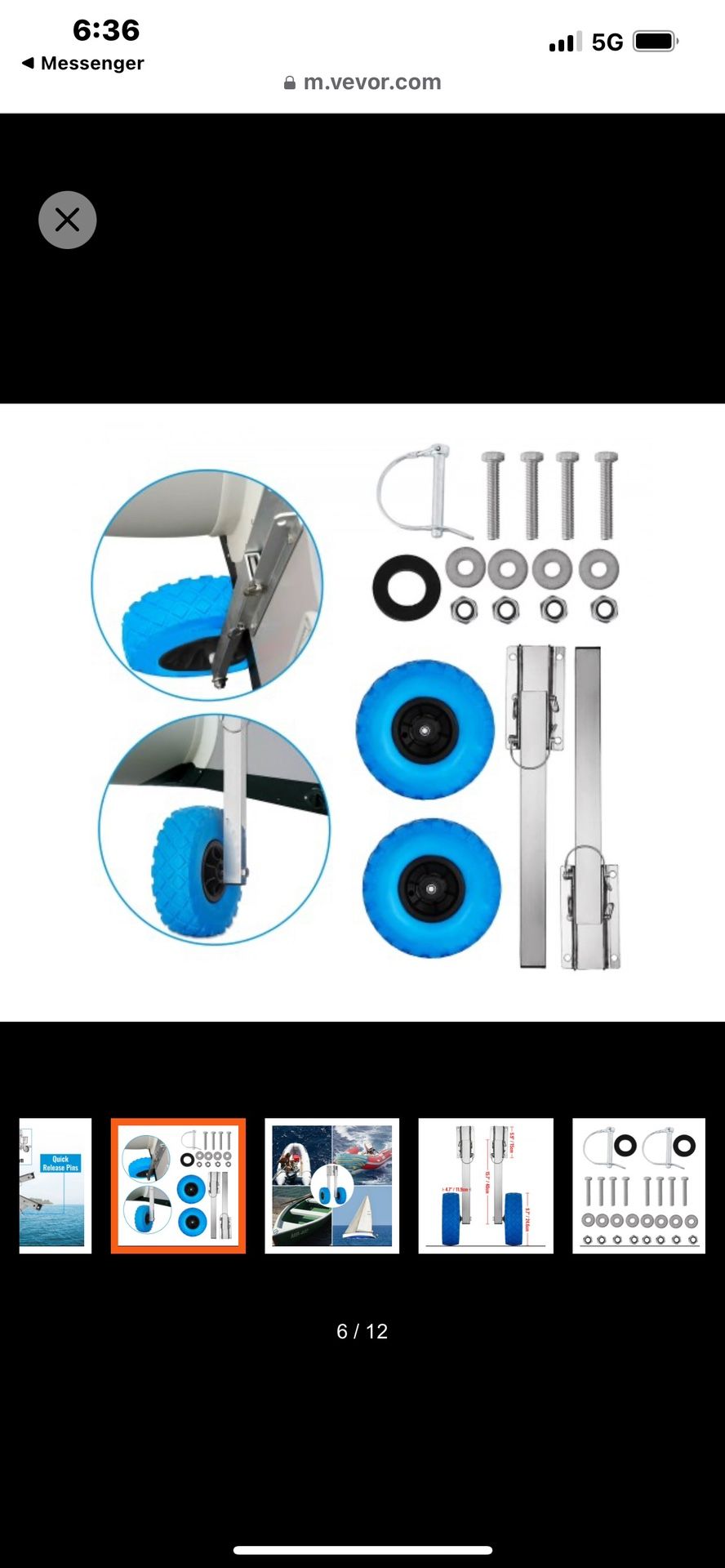 Boat Transom Launching Wheel Dolly Stainless Steel For Inflatable Boat