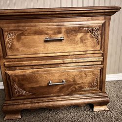Solid Wood Two-Drawer Side Table / Nightstand
