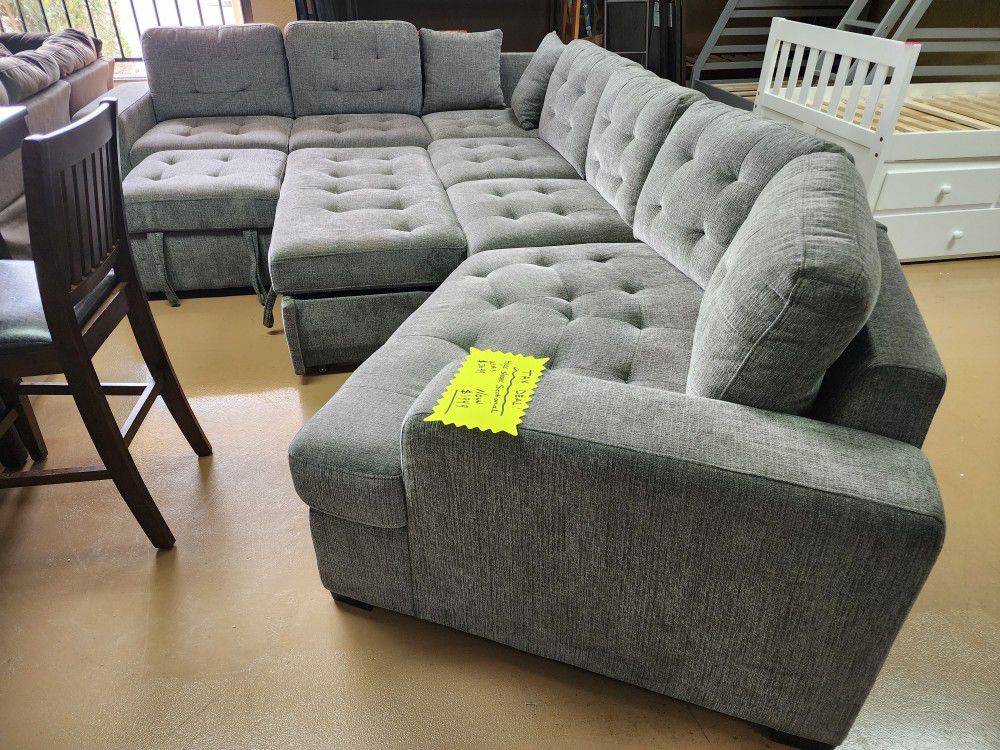 Huge Gray Sleeper Sectional Or Sofa Bed 