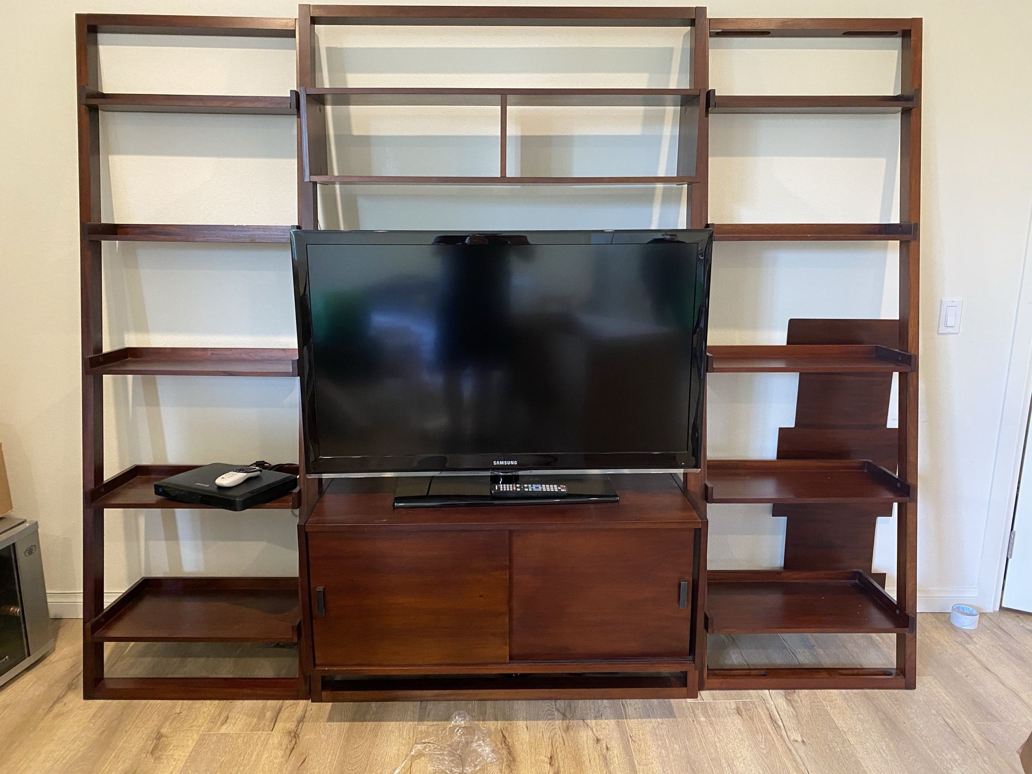 Crate and Barrel Media Center With Two Sets Of Shelves