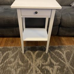 White Side Table W/ Drawer