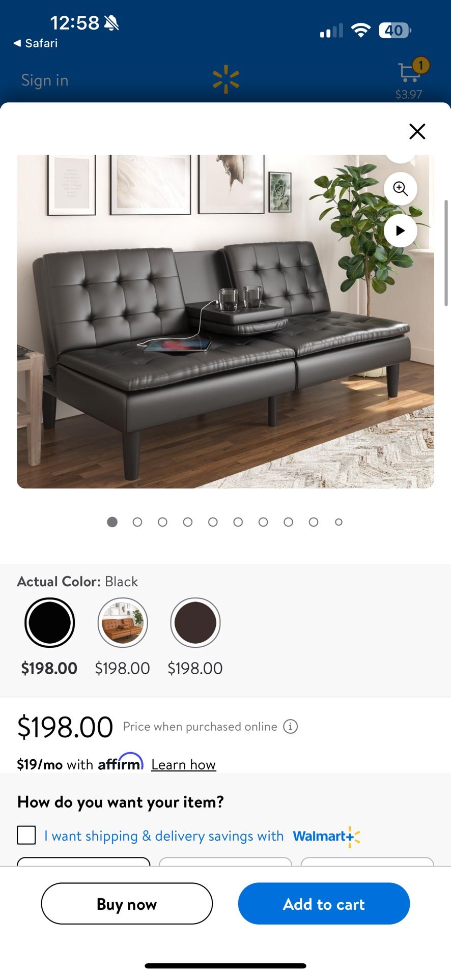 Black Leather Futon Couch