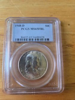 1948 D MS65 FRANKLIN HALF DOLLAR FBL