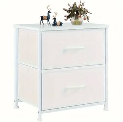 NEW White 2-Drawer Storage Cabinet / Nightstand – In Box