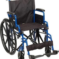 Drive Medical Wheelchair Blue Streak W/ Flip Back Desk Arm + 18" Seat + Footrest A591