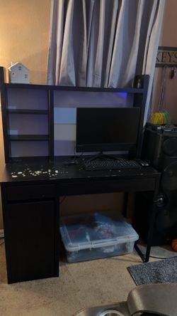IKEA MICKE Black Computer Desk with Hutch and Drawer