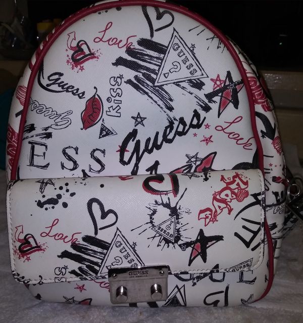 guess logo print backpack