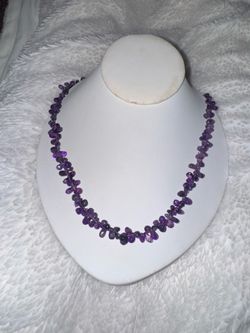 Beautiful Amethyst Briolette Smooth Gemstone Handmade Necklace 18"