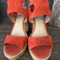 Very Volatile Los Angeles 4.5” Leather Suede Orange Heel