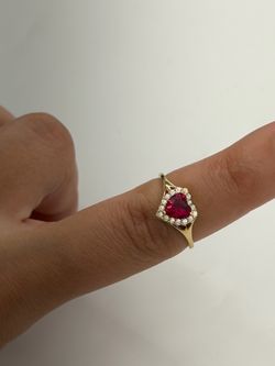14KT Real Gold Heart Cz Stone Ring