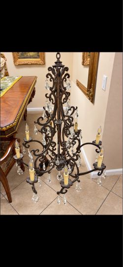 Wrought Iron Crystal Chandelier 8-Light