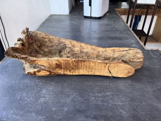 Extra Large 24" Hand-Carved Raw Teak Wood Trough / Dough Bowl