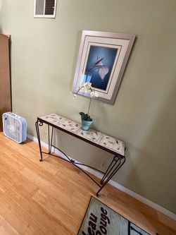 Wrought Iron Tile Top Console Table