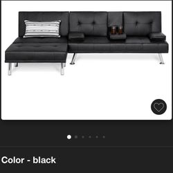Black Sofa Covertible 3 Pieces Modular