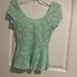 No Boundaries Size Sheer Mint Green Blouse