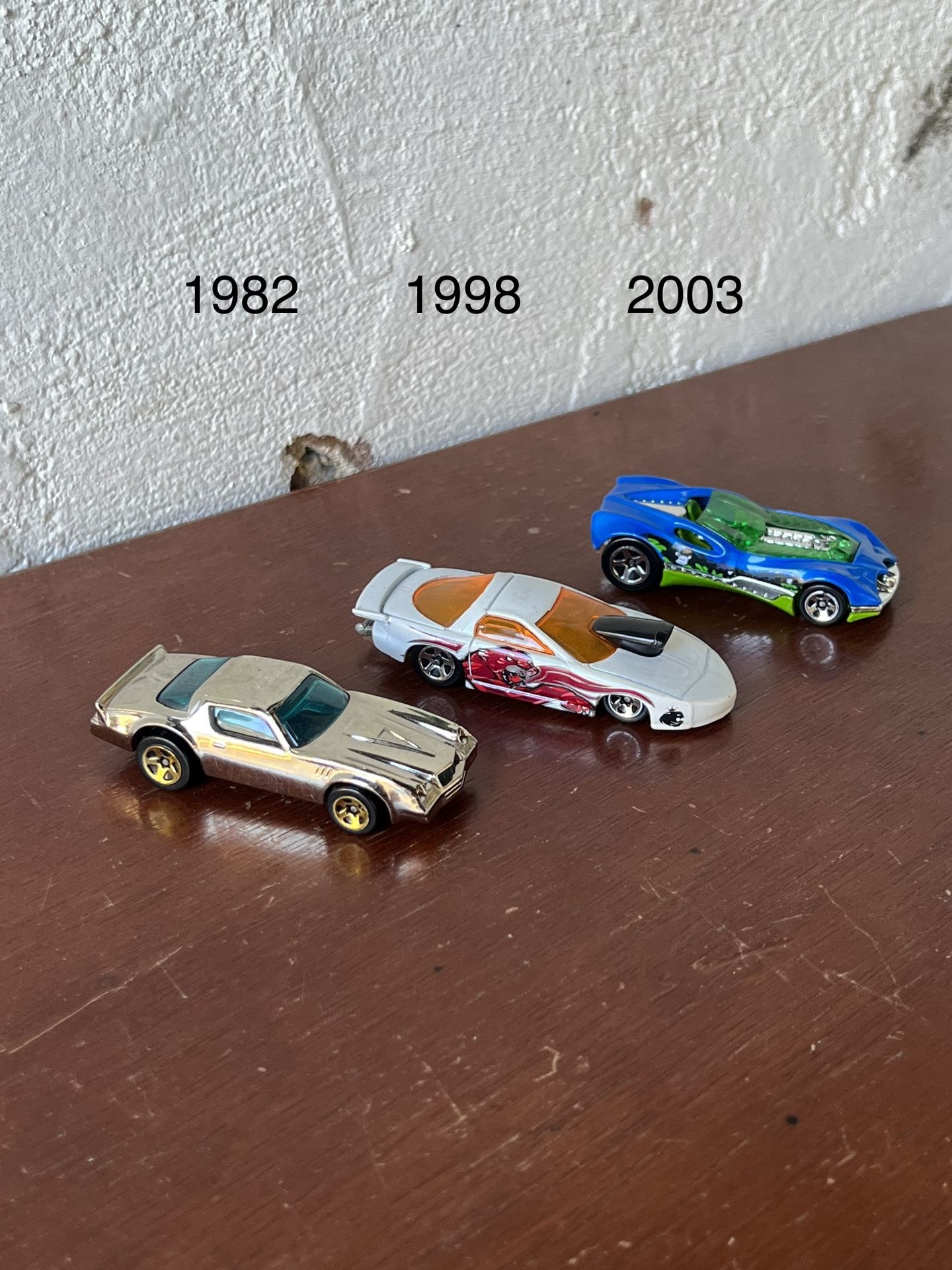 Vintage! Mattel HotWheels 1982 Camaro Silver / 1998 Pro Stock Firebird Cougar / 2003 CUL8R Blue