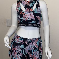 Minkpink Move sports bra And tropical floral print pair of swim shorts