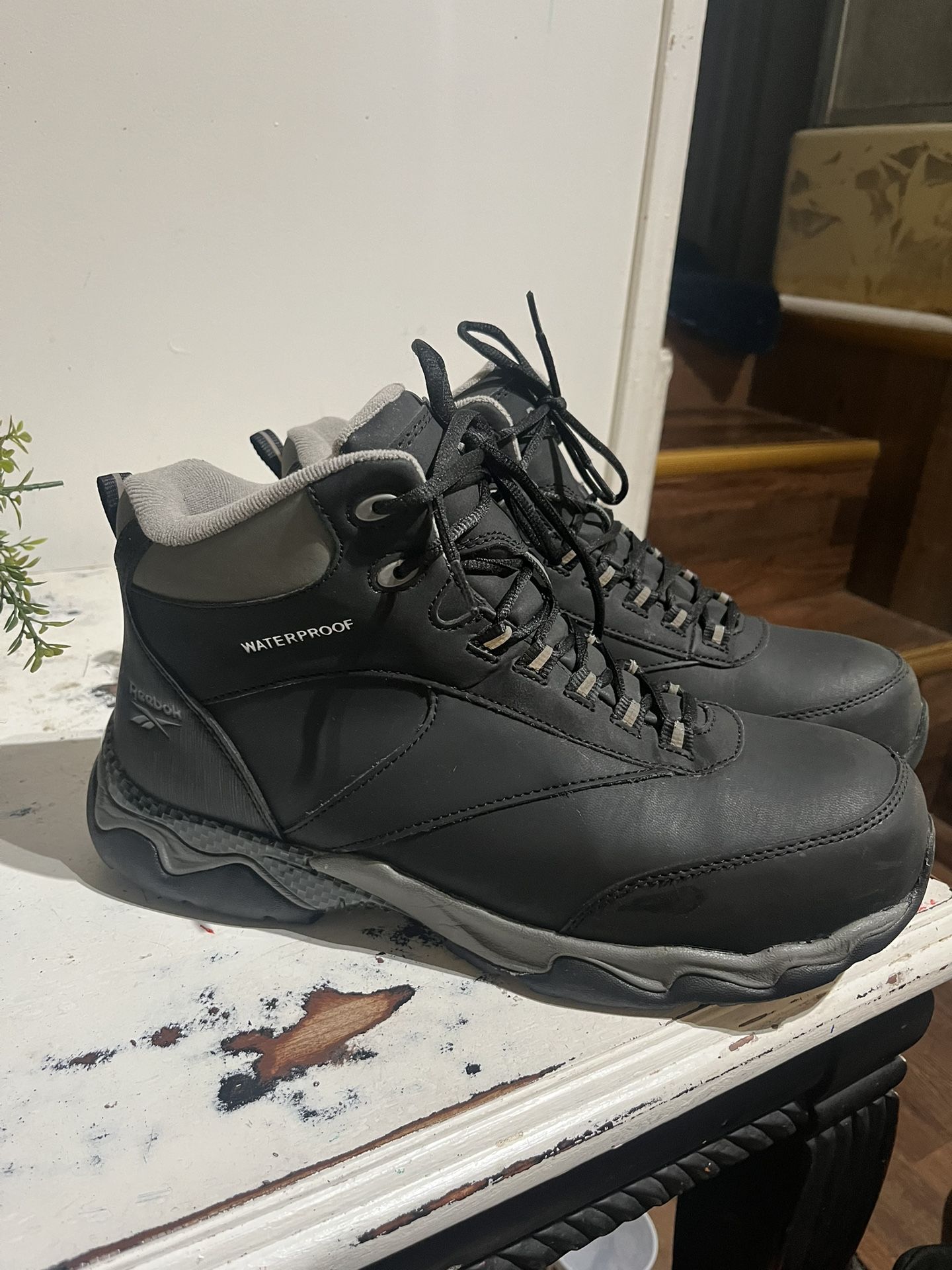 Reebok Men Toe Boots Work Black Waterproof Size 12