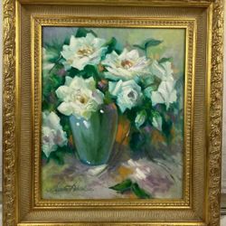 Susan Bernstein Floral Bouquet Painting 24" X 20" 