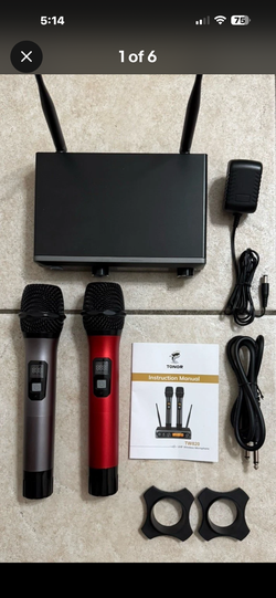 New TONOR UHF Wireless Mic System, Dual Handheld 15 Ch 200ft TW-820 Black A057